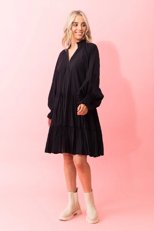 Alexia Floaty Dress Cotton Black