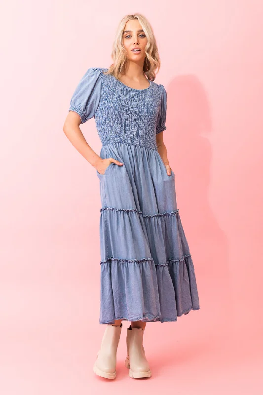 Ellie Denim Midi Lyocell Dress