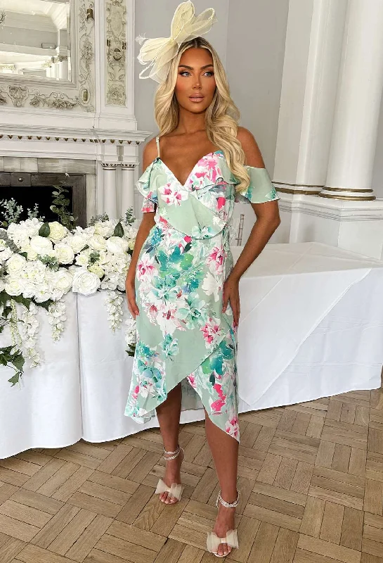 Beauty Bliss Mint Green Floral Cami Midi Dress