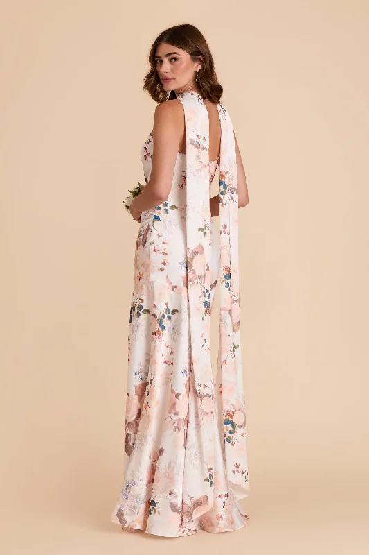 Eileen Matte Satin Dress - Champagne Cascadia Bouquet